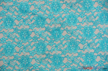 Load image into Gallery viewer, Raschel Lace Fabric | 60&quot; Wide | Vintage Lace Fabric | Bridal Lace, Decoration, Curtain, Tablecloth | Boutique Lace Fabric | Floral Lace Fabric | Fabric mytextilefabric Yards Aqua 
