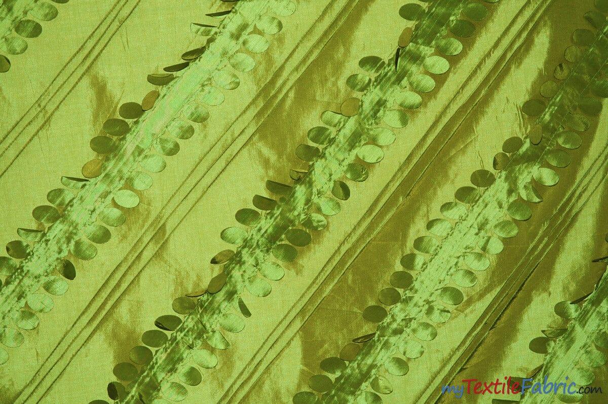 Forest Taffeta Embroidery | Hanging Leaf Taffeta | 54" Wide | Multiple Colors | Fabric mytextilefabric Yards Avocado