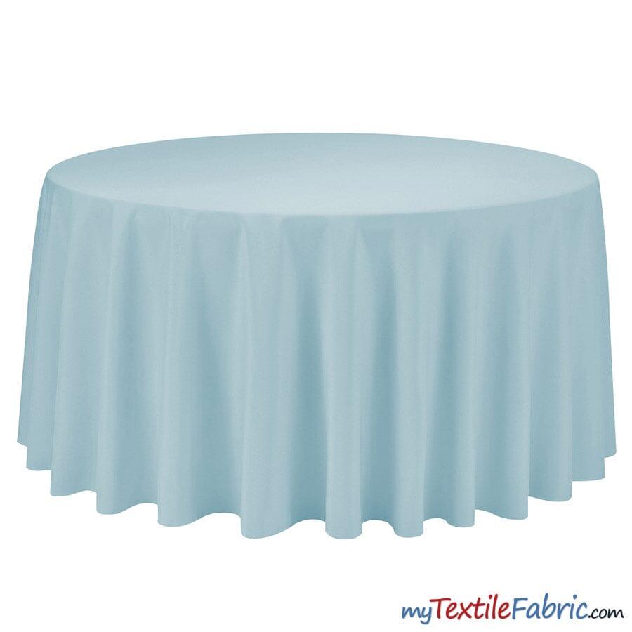 108" Round Polyester Seamless Tablecloth | Sold by Single Piece or Wholesale Box | Fabric mytextilefabric By Piece Baby Blue