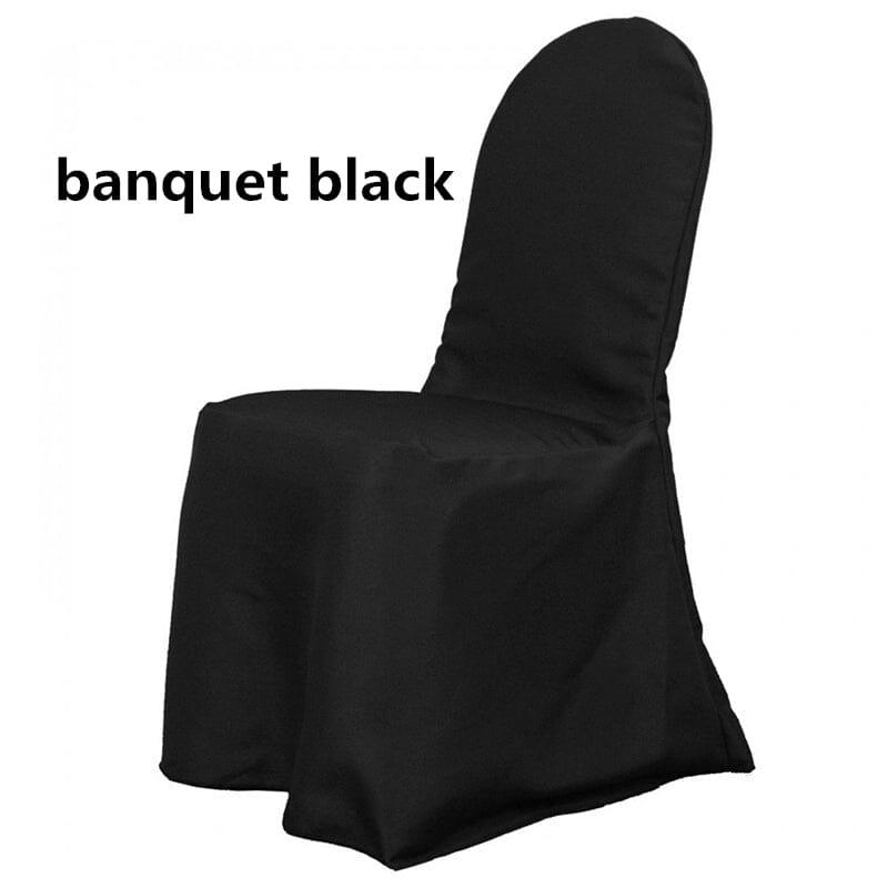 Wrinkle Free Banquet Chair Covers | Scuba Banquet Chair Cover | Chair Cover for Wedding, Event, Ballroom | White Ivory Black | newtextilefabric By Piece Black