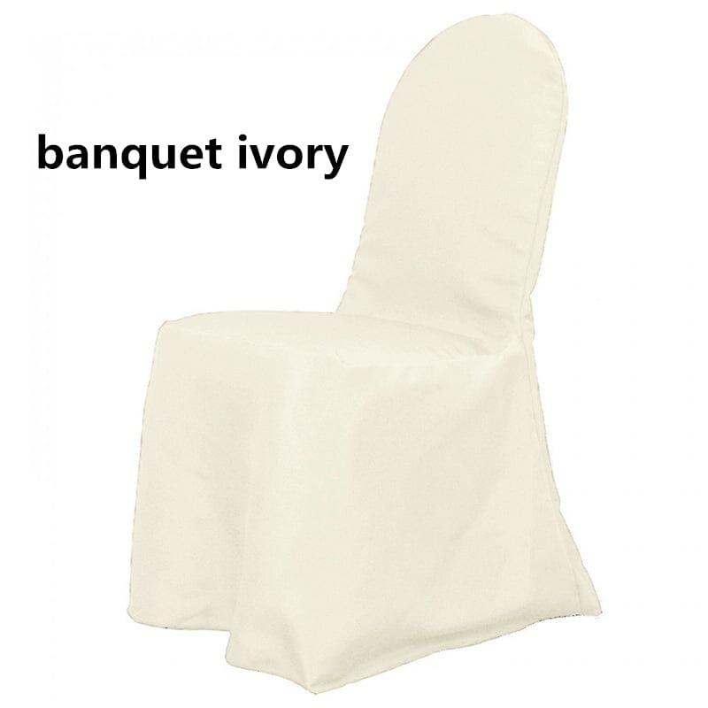 Wrinkle Free Banquet Chair Covers | Scuba Banquet Chair Cover | Chair Cover for Wedding, Event, Ballroom | White Ivory Black | newtextilefabric By Piece Ivory