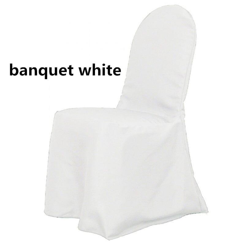 Wrinkle Free Banquet Chair Covers | Scuba Banquet Chair Cover | Chair Cover for Wedding, Event, Ballroom | White Ivory Black | newtextilefabric By Piece White