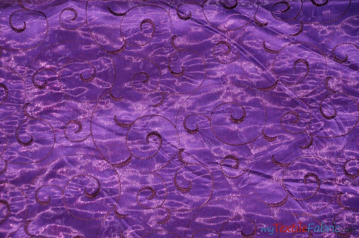Swirl Organza Fabric | Embroidered Swirl Sheer | 54" Wide | Multiple Colors | Fabric mytextilefabric Yards Barney