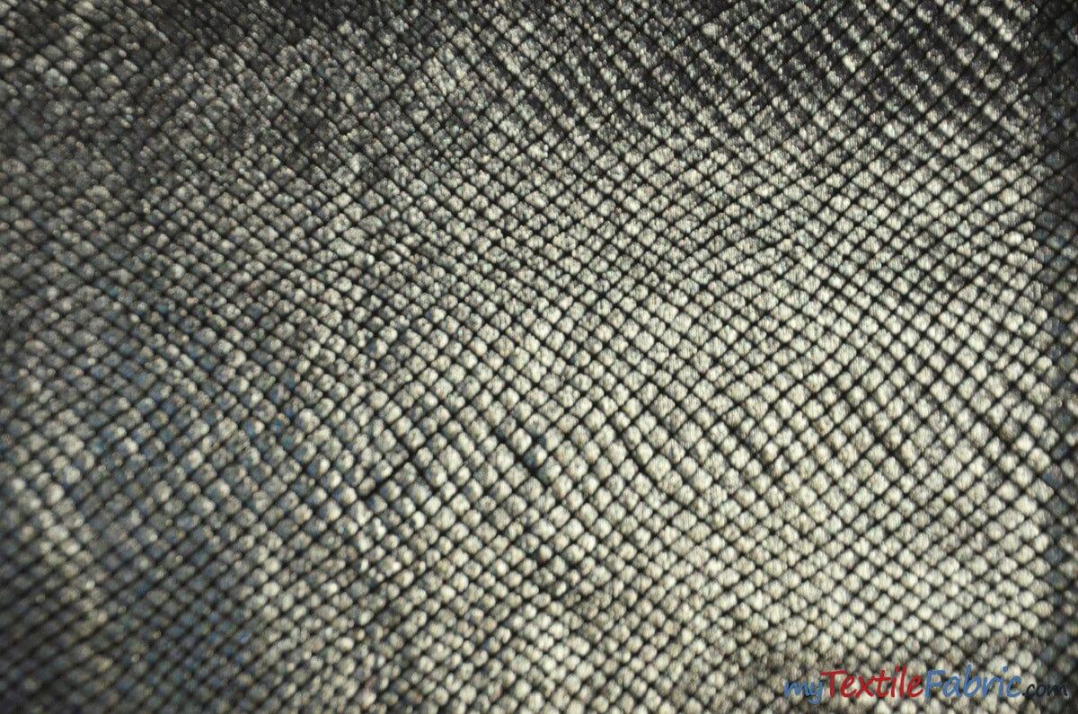4 Way Stretch Dancewear Fabric | Metallic Snake Hologram Spandex | 58/60" Wide | Multiple Colors | Fabric mytextilefabric Yards Black Black