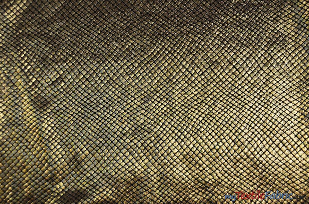 4 Way Stretch Dancewear Fabric | Metallic Snake Hologram Spandex | 58/60" Wide | Multiple Colors | Fabric mytextilefabric Yards Black Gold