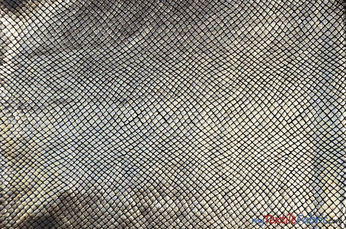 4 Way Stretch Dancewear Fabric | Metallic Snake Hologram Spandex | 58/60" Wide | Multiple Colors | Fabric mytextilefabric Yards Black Silver