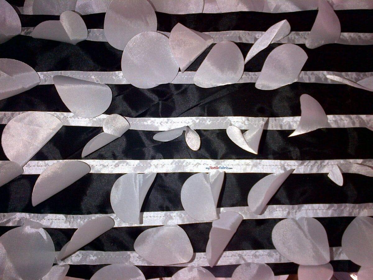 Petal Taffeta Fabric | Hanging Round Petal Taffeta | 57" Wide | Multiple Colors Fabric mytextilefabric Yards Black White