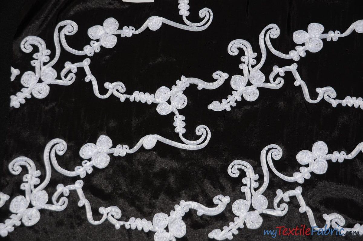 Ribbon Taffeta Fabric | Ribbon Cord Taffeta Embroidery | 54" Wide | Multiple Colors | Fabric mytextilefabric Yards Black White
