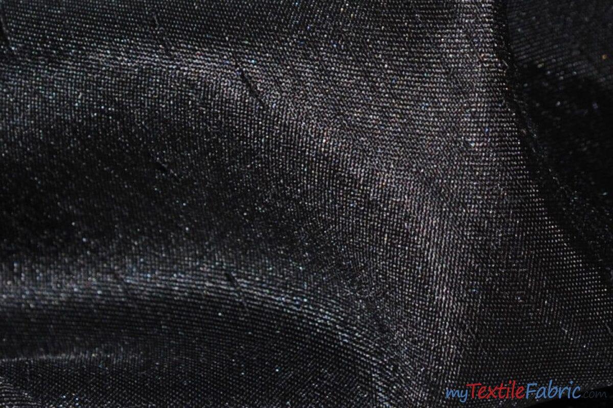 Shantung Satin Fabric | Satin Dupioni Silk Fabric | 60" Wide | Multiple Colors | Continuous Yards | Fabric mytextilefabric Yards Black