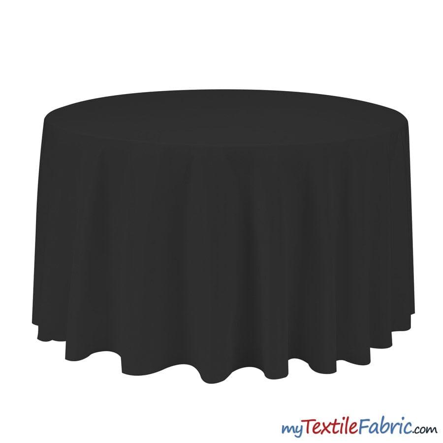 90" Round Polyester Seamless Tablecloth | Sold by Piece or Wholesale Box | Fabric mytextilefabric By Piece Black