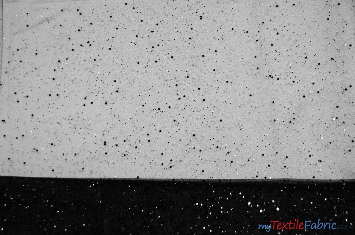 Tulle Glitter with Sequins and Glitter | 60" Wide | Multiple Colors | Glitter Tulle Fabric with Sequins Embellishments | Fabric mytextilefabric Yards Black
