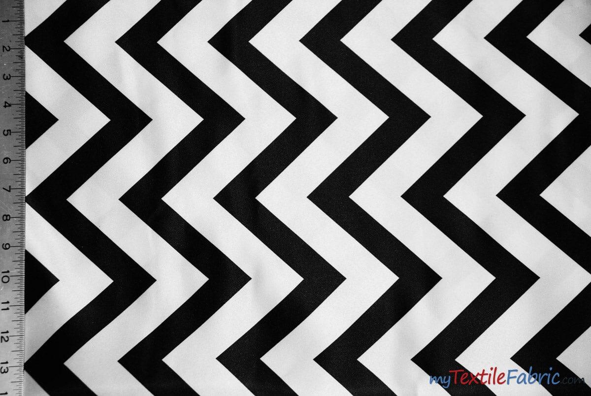 Chevron Satin Fabric | Chevron L'amour Satin | Matte Satin Print | 60" Wide | Multiple Colors | Fabric mytextilefabric Yards Black
