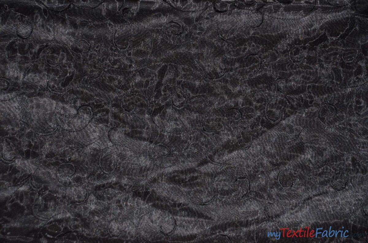 Swirl Organza Fabric | Embroidered Swirl Sheer | 54" Wide | Multiple Colors | Fabric mytextilefabric Yards Black