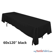 Load image into Gallery viewer, 60&quot; x 120&quot; Banquet Polyester Tablecloth | Sold By Piece or Wholesale Box | Fabric mytextilefabric By Piece Black 
