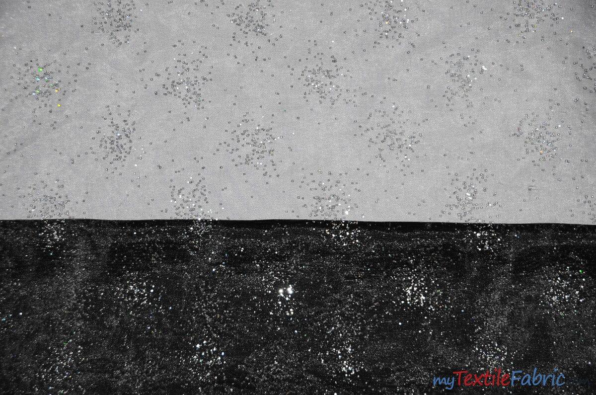 Sparkle Organza Fabric | Glitter Beads on Organza Fabric | 58" Wide | Fabric mytextilefabric Yards Black