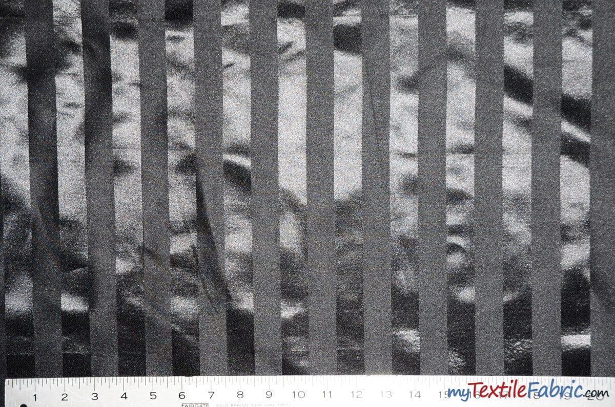 Bridal Satin Stripe Brocade | Bridal Stripe Jacquard | 60" Wide | 4 Colors Available | Satin Stripe Fabric | Fabric mytextilefabric Yards Black