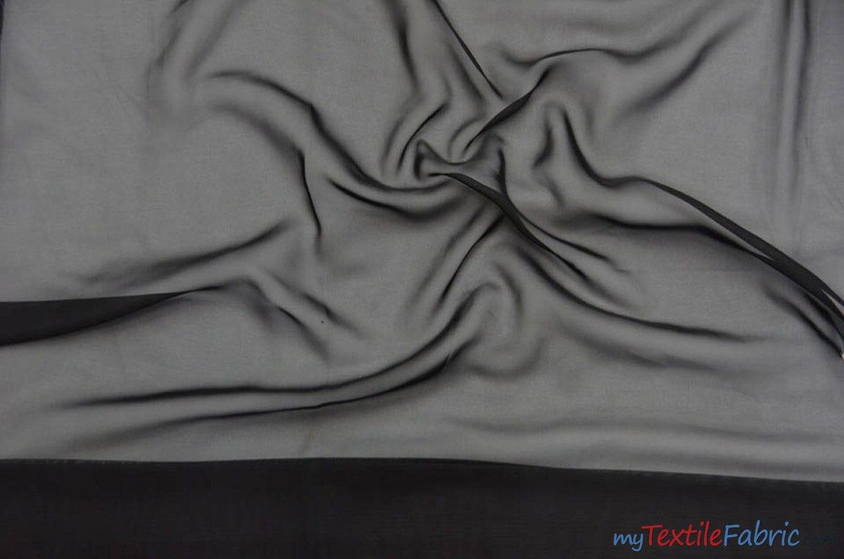 Double Georgette Fabric | 100% Polyester | 60" Wide | Multiple Colors | Poly Georgette Fabric | Fabric mytextilefabric Yards Black