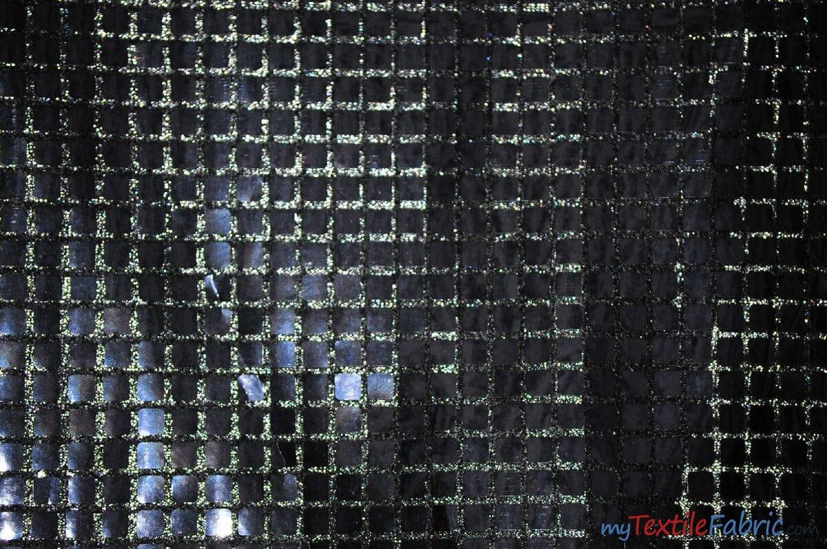 Square Sequins Fabric | Quad Sequins Fabric | 45" Wide | Multiple Colors | Decor and Costumes | Fabric mytextilefabric Yards Black