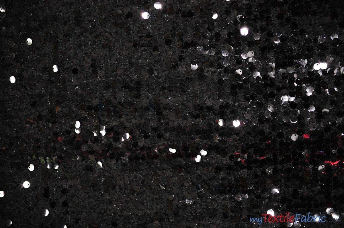 New York Dazzle Sequins Fabric | 6mm Sequins Fabric | 52" Wide | Multiple Colors | Fabric mytextilefabric Yards Black