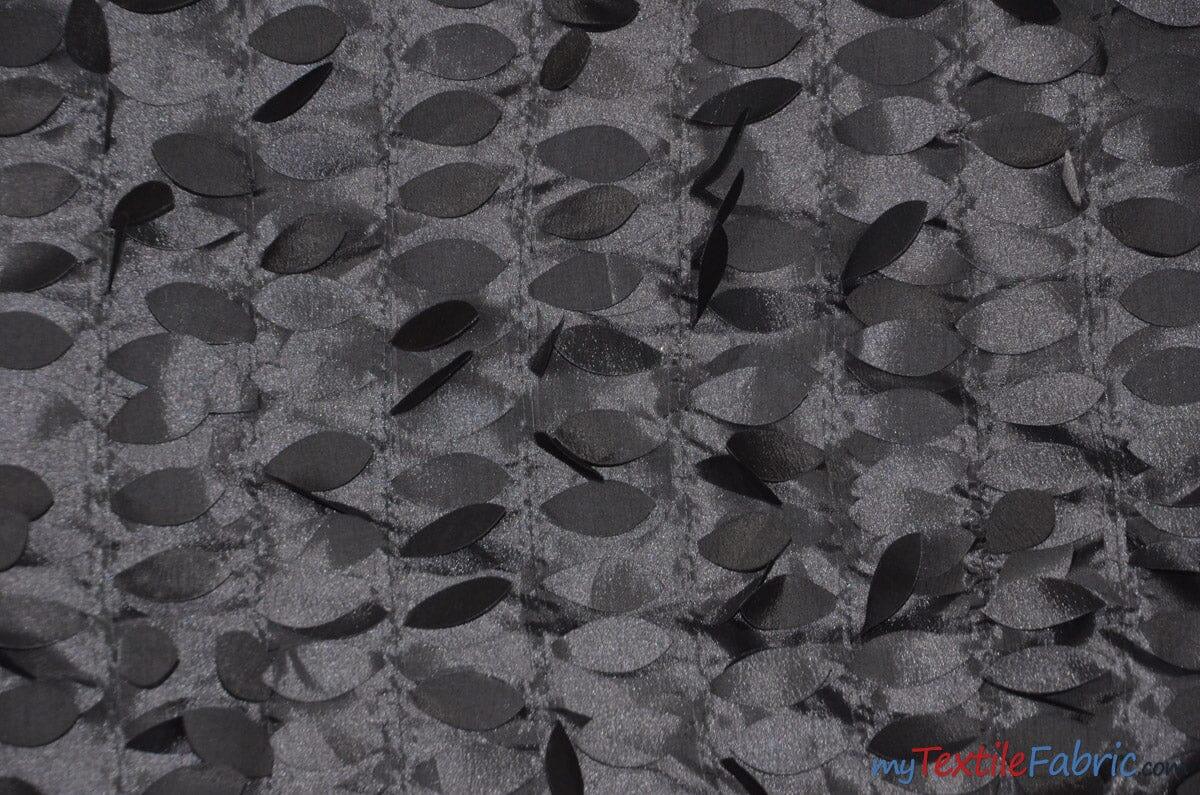Leaf Taffeta | Hanging Leaf Taffeta | 57" Wide | Multiple Colors Available | Fabric mytextilefabric Yards Black