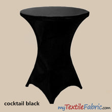 Load image into Gallery viewer, Cocktail Spandex Tablecloth | Reinforced Pockets | 36&quot; Diameter, 42&quot; Height | Sold by Piece or Wholesale Box | Fabric mytextilefabric By Piece Black 
