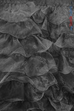 Load image into Gallery viewer, Organza Ruffled Mesh Fabric | Layered Ruffle Mesh Fabric | 57&quot; Wide | Multiple Colors | Fabric mytextilefabric Yards Black 
