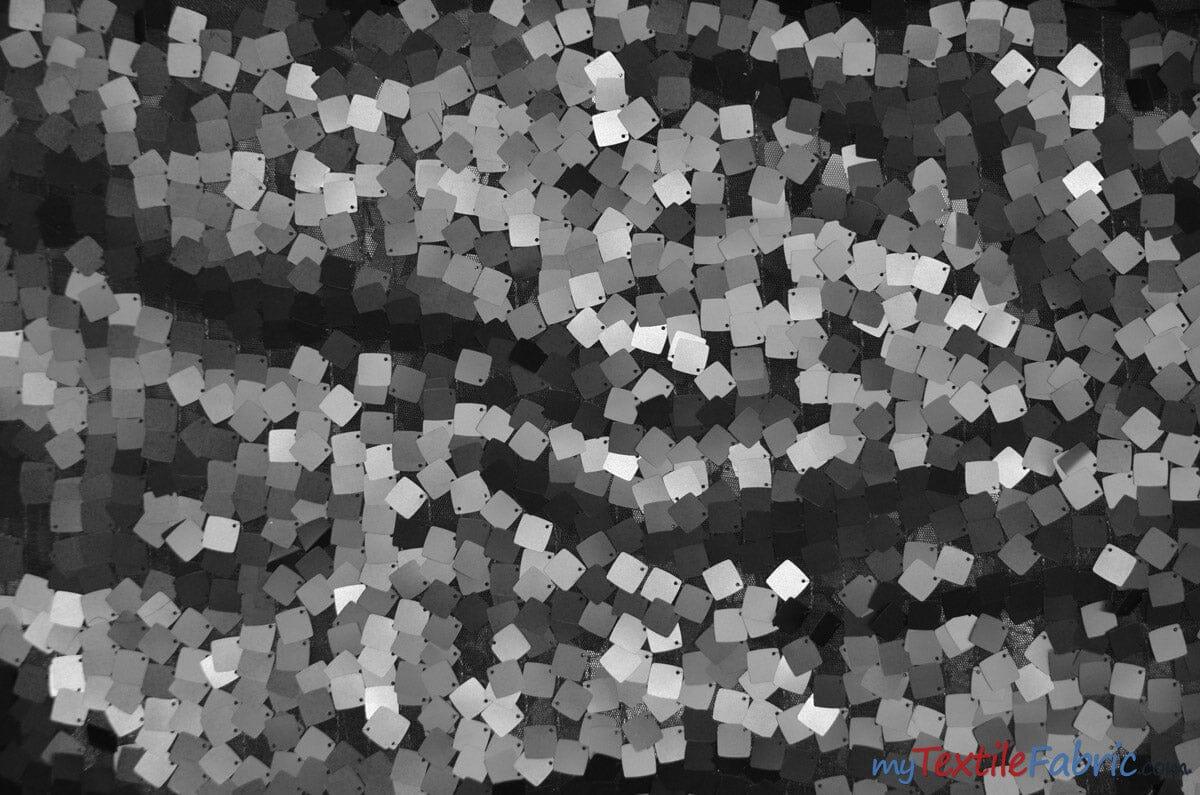 Dull Square Dazzle Sequins | Decorative Sequins on Mesh | 52" Wide | Fabric mytextilefabric Yards Black