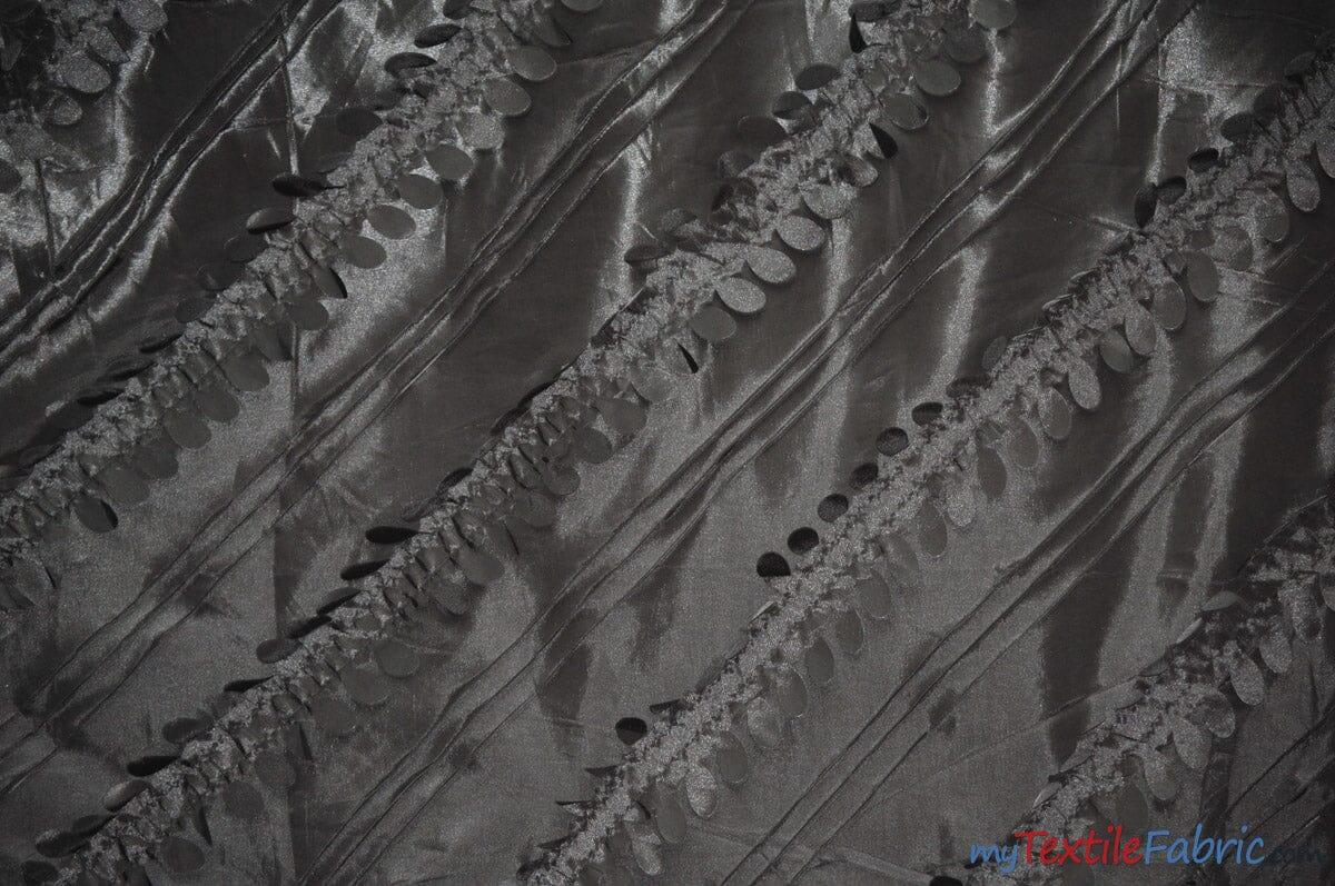 Forest Taffeta Embroidery | Hanging Leaf Taffeta | 54" Wide | Multiple Colors | Fabric mytextilefabric Yards Black