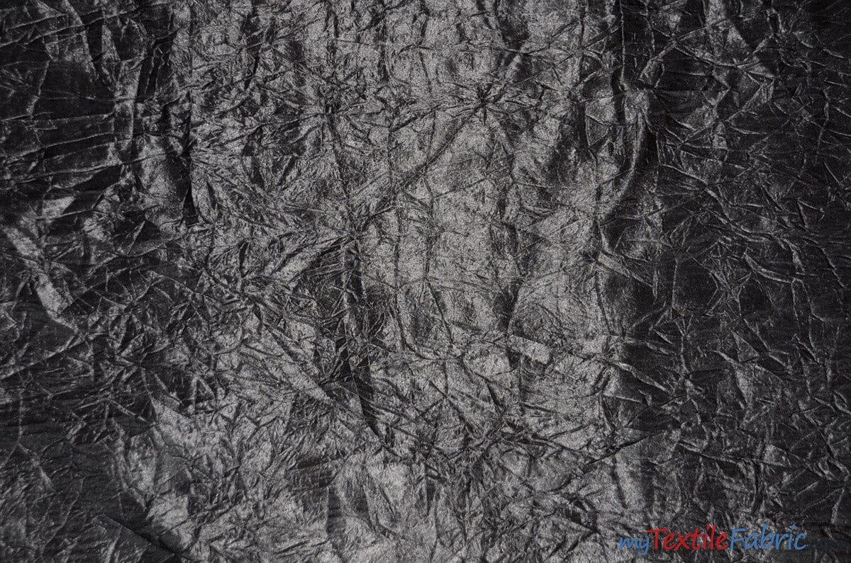 Silky Crush Satin | Crush Charmeuse Bichon Satin | 54" Wide | Continuous Yards | Multiple Colors | Fabric mytextilefabric Yards Black