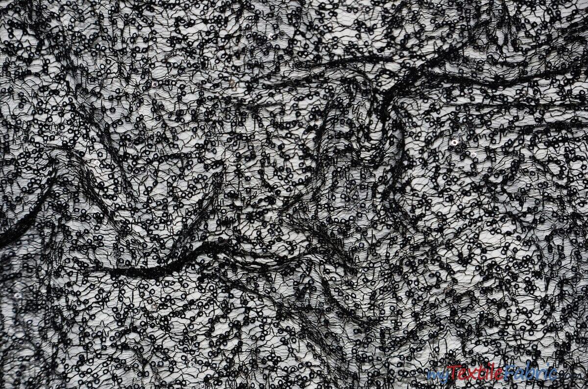 Spider Web Sequins Fabric | Metallic Web Sequins Fabric | 54" Wide | Fabric mytextilefabric Yards Black