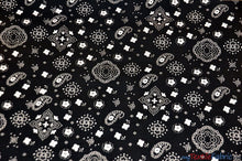 Load image into Gallery viewer, Bandana Cotton Print | Bandanna Fabric | 58/60&quot; Wide | Multiple Colors | Fabric mytextilefabric Yards Black 
