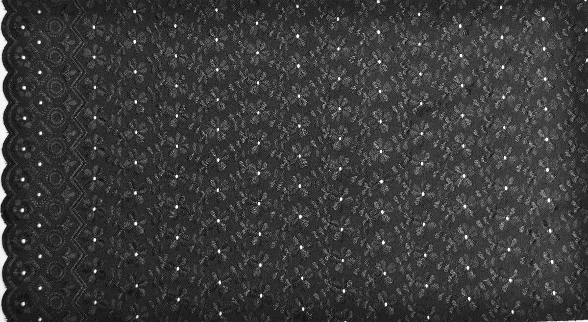 Polyester Cotton Heavy Eyelet Embroidery | Double Sided Scallop | 45" Wide | Multiple Colors | Fabric mytextilefabric Yards Black