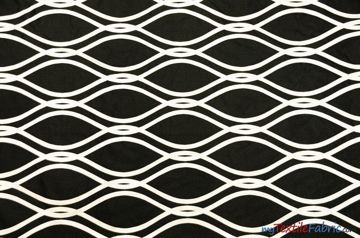 Reversible Elliptical Brocade | Elliptical Jacquard | 60" Wide | Drapery, Curtains, Tablecloth, Costume | Multiple Colors | Fabric mytextilefabric Yards Black