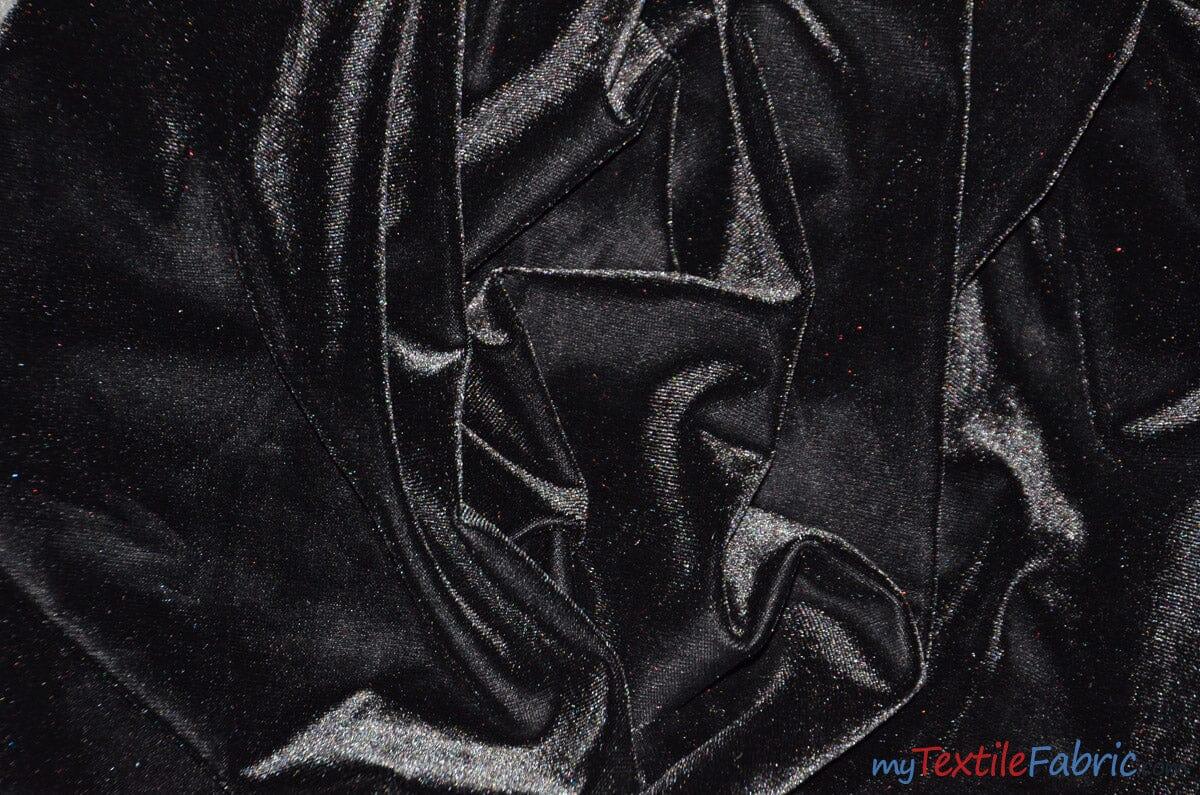 Soft and Plush Stretch Velvet Fabric | Stretch Velvet Spandex | 58" Wide | Spandex Velour for Apparel, Costume, Cosplay, Drapes | Fabric mytextilefabric Yards Black