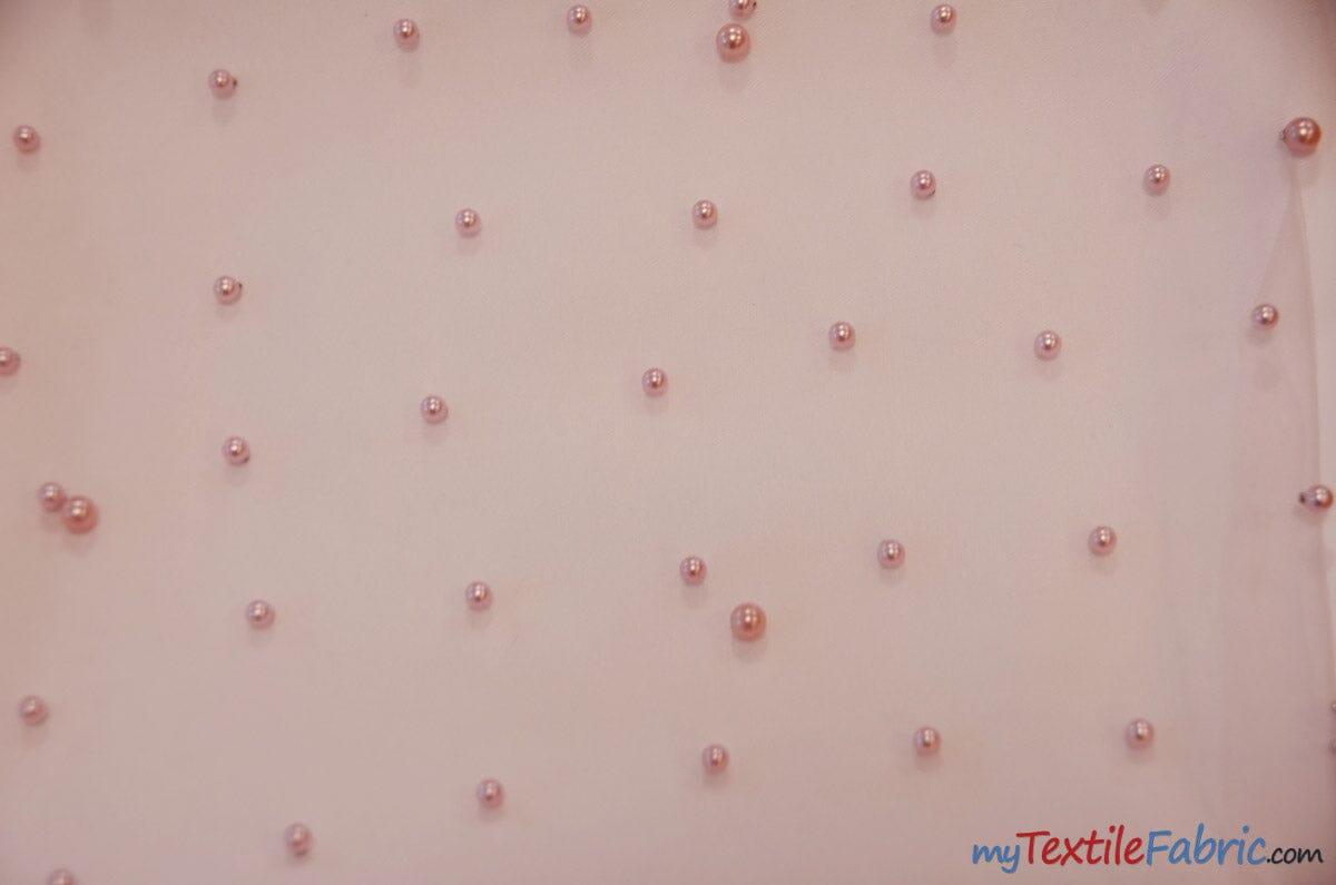 Very Soft Tulle with Pearls | Tulle with Beads | 52" Wide | Bridal Veil Tulle, Wedding Dress | Fabric mytextilefabric Yards Blush Pink