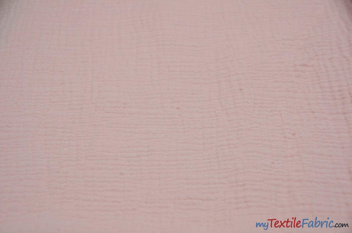 Double Layer Cotton Gauze Fabric | Soft Double Layer Muslin | 48" Wide | Double Cotton Gauze Fabric | Fabric mytextilefabric Yards Blush Pink
