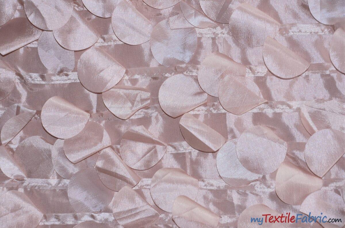 Petal Taffeta Fabric | Hanging Round Petal Taffeta | 57" Wide | Multiple Colors Fabric mytextilefabric Yards Blush