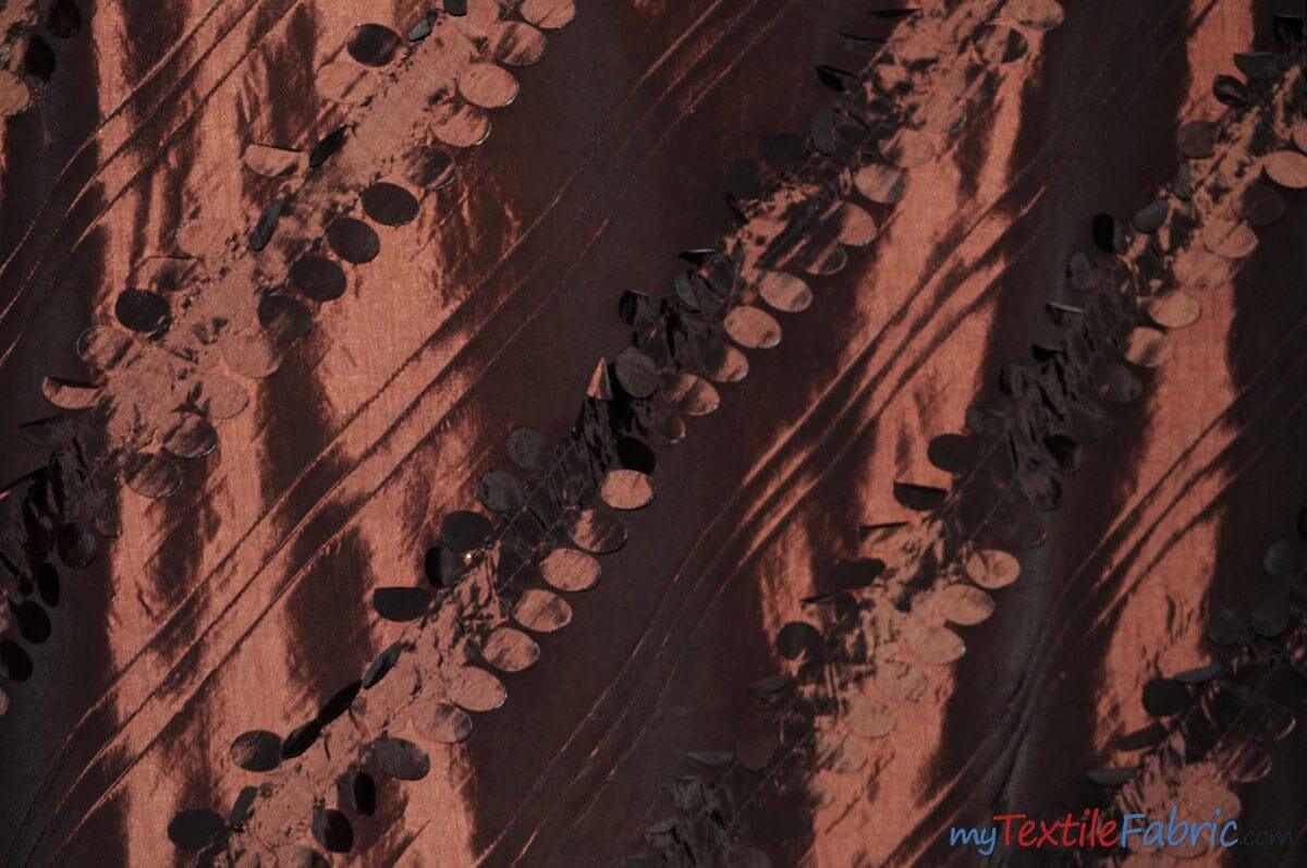 Forest Taffeta Embroidery | Hanging Leaf Taffeta | 54" Wide | Multiple Colors | Fabric mytextilefabric Yards Brown