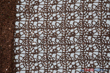 Load image into Gallery viewer, Open Weave Chain Chemical Lace Fabric | 50&quot; Wide | 10 Colors | Fabric mytextilefabric Yards Brown 

