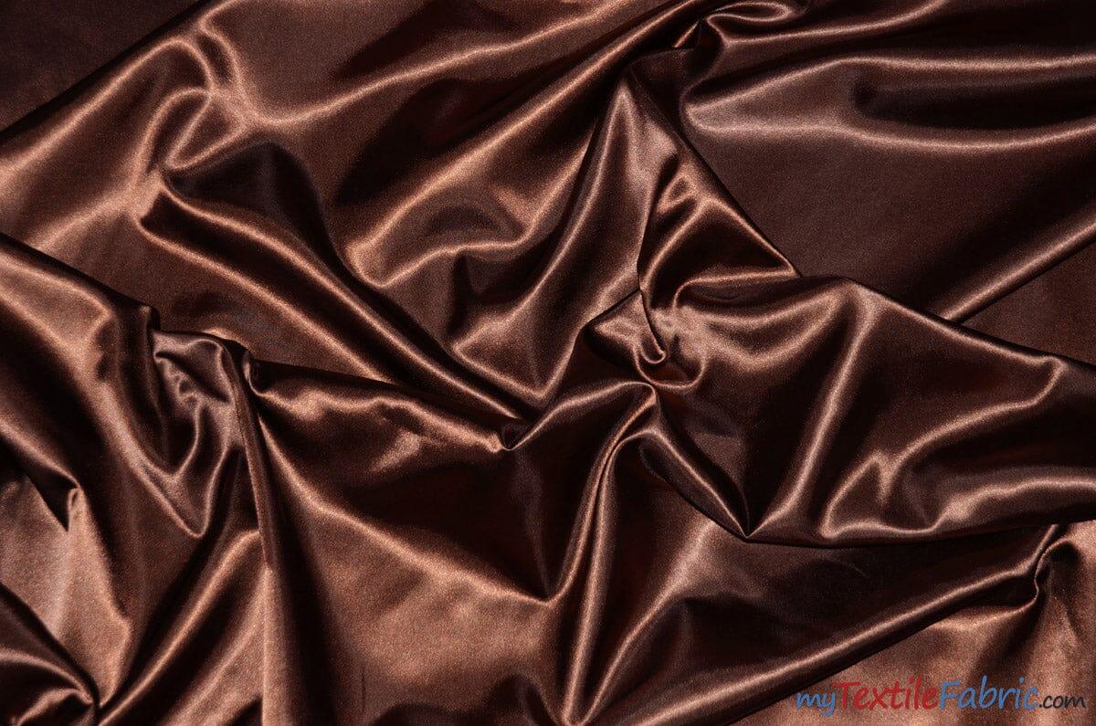 Silky Soft Medium Satin Fabric | Lightweight Event Drapery Satin | 60" Wide | Economic Satin by the Wholesale Bolt | Fabric mytextilefabric Bolts Brown 0016