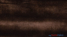 Load image into Gallery viewer, Royal Velvet Fabric | Soft and Plush Non Stretch Velvet Fabric | 60&quot; Wide | Apparel, Decor, Drapery and Upholstery Weight | Multiple Colors | Continuous Yards | Fabric mytextilefabric Yards Brown 

