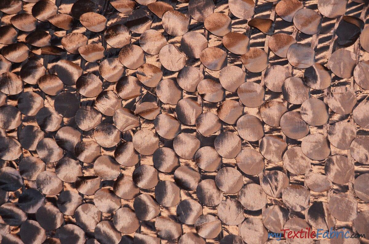 Petal Taffeta Fabric | Hanging Round Petal Taffeta | 57" Wide | Multiple Colors Fabric mytextilefabric Yards Brown