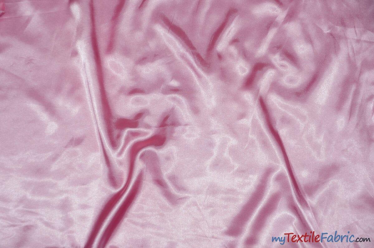 Silky Soft Medium Satin Fabric | Lightweight Event Drapery Satin | 60" Wide | Economic Satin by the Wholesale Bolt | Fabric mytextilefabric Bolts Bubble Gum 0052