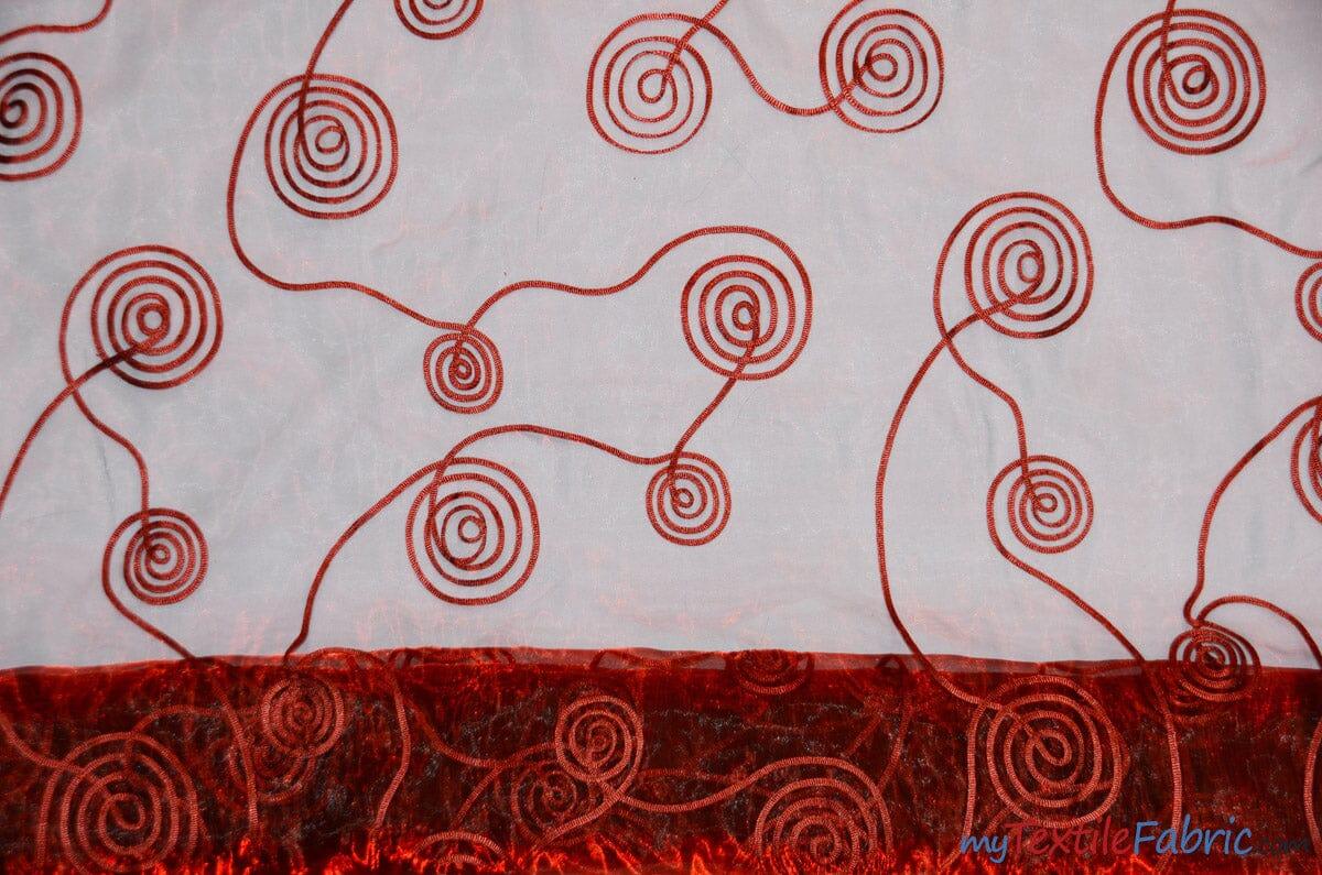 Donatello Organza Embroidery Fabric | Embroidered Floral Sheer | 54" Wide | Multiple Colors | Fabric mytextilefabric Yards Burgundy