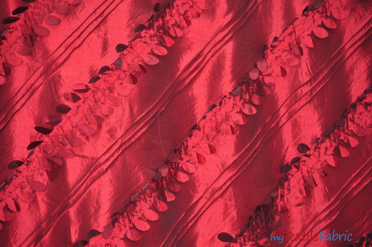 Forest Taffeta Embroidery | Hanging Leaf Taffeta | 54" Wide | Multiple Colors | Fabric mytextilefabric Yards Burgundy