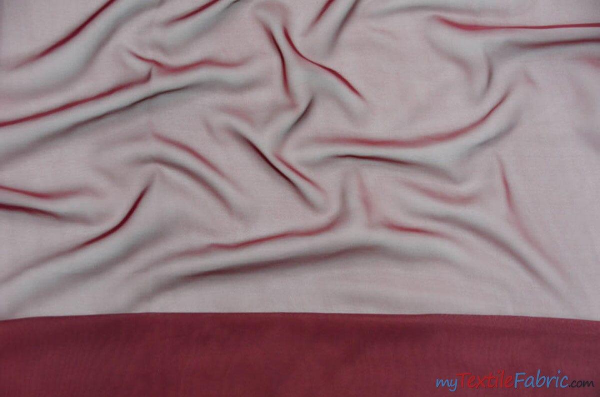 Double Georgette Fabric | 100% Polyester | 60" Wide | Multiple Colors | Poly Georgette Fabric | Fabric mytextilefabric Yards Burgundy