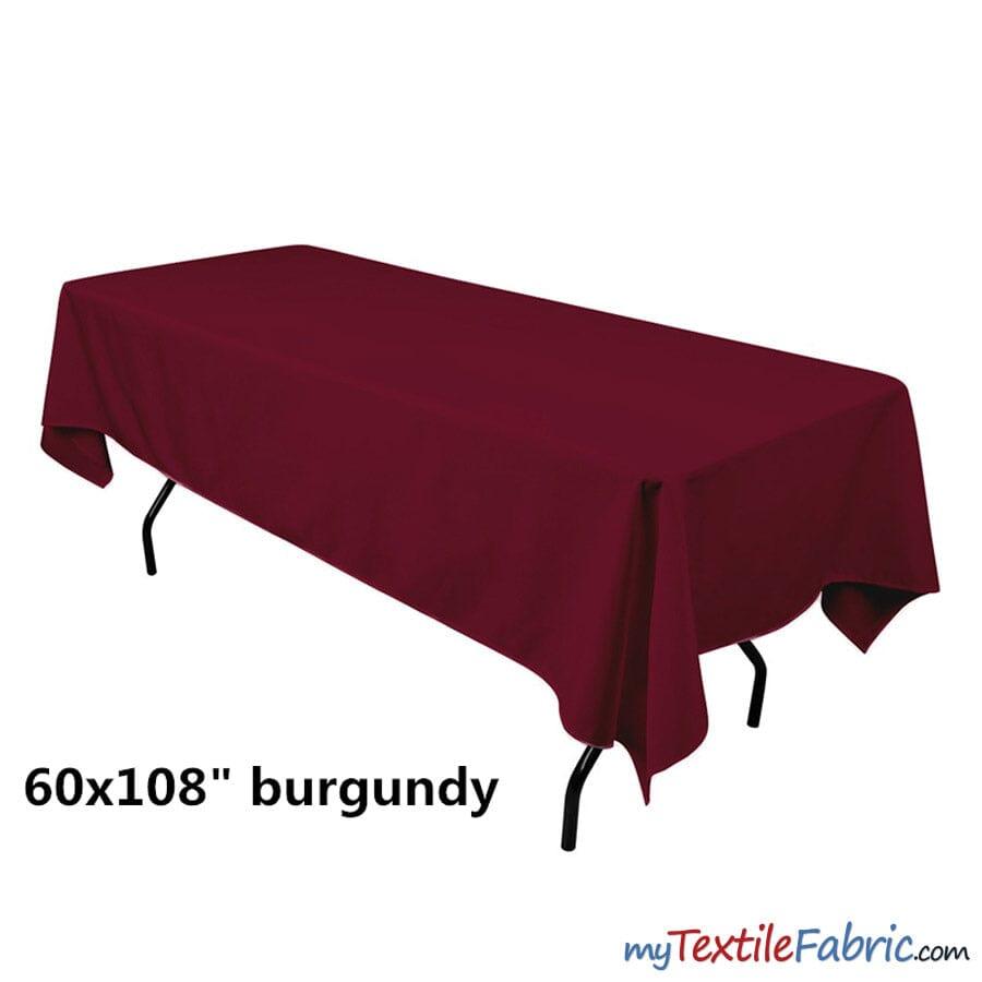 60" x 108" Banquet Polyester Tablecloth | Sold By Piece or Wholesale Box | Fabric mytextilefabric By Piece Burgundy