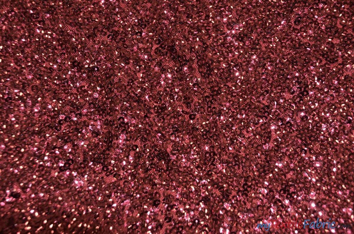 Gatsby Sequins Fabric | 6mm Flat Sewn Sequins on Mesh | 52" Wide | Multiple Colors | Fabric mytextilefabric Yards Burgundy
