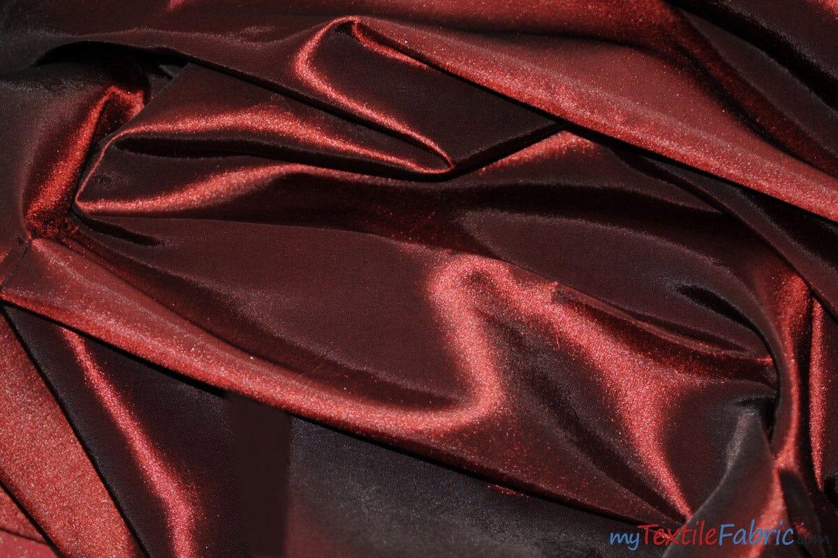 Taffeta Fabric | Two Tone Taffeta Fabric | Non Stretch Taffeta | 60" Wide | Multiple Solid Colors | Continuous Yards | Fabric mytextilefabric Yards Burgundy