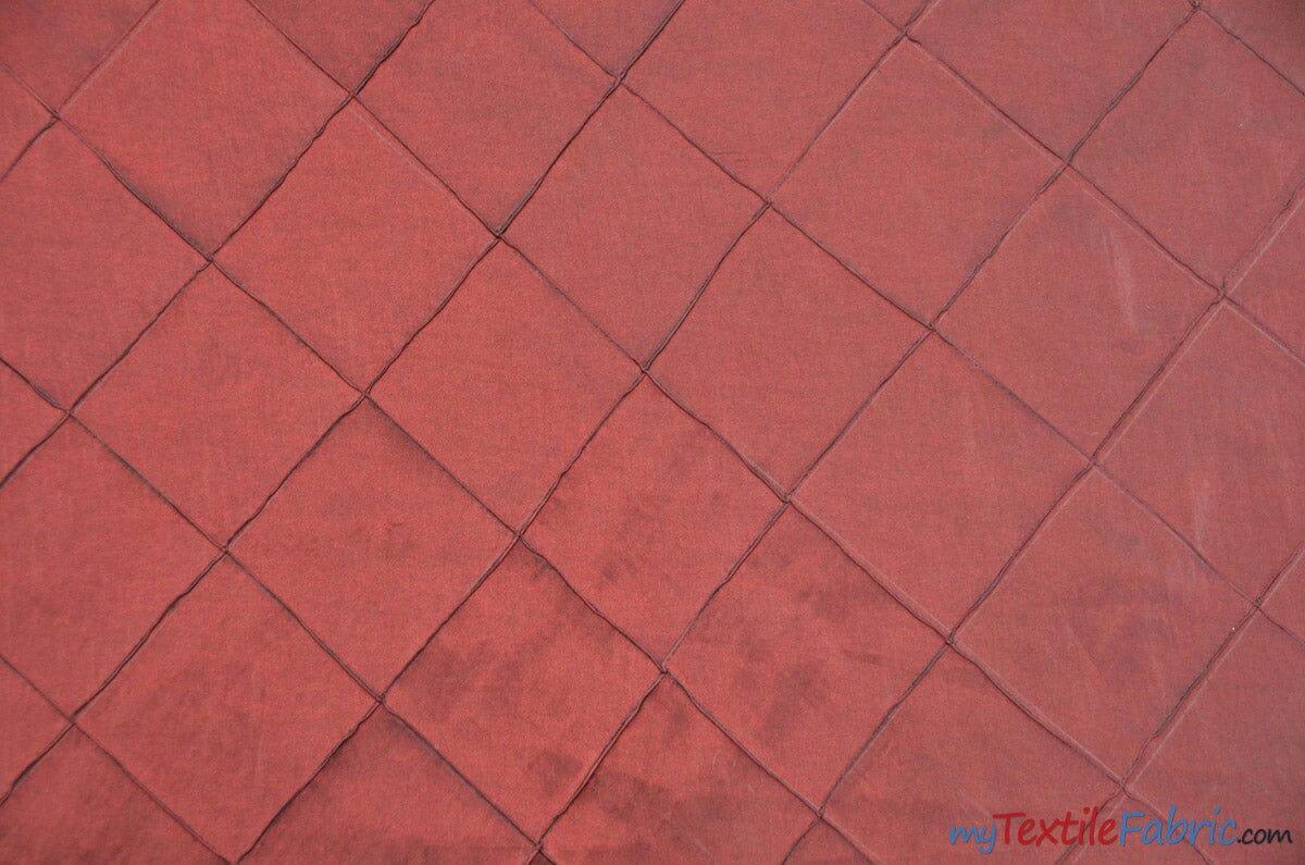 Taffeta Pintuck Fabric | 4"x4" Diamond | Diamond Taffeta Fabric | 58" Wide | Multiple Colors | Continuous Yards | Fabric mytextilefabric Yards Burgundy